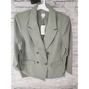 A New Day Women's Blazer Jacket NEW Size XL Olive Green Button Front